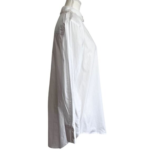 JASON WU WHITE BEADED EMBELLISHED SCALLOPED COLLAR SHIRT - S - Picture 2 of 16